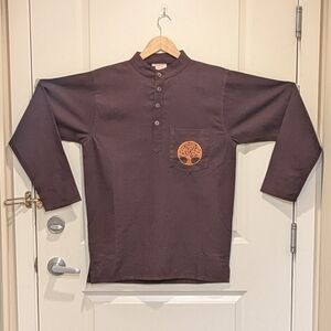 NWOT Beckwoman 100% Cotton Long Sleeve Wooden Button Tunic Top